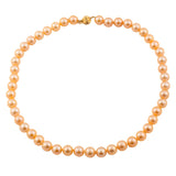 8-11mm  Peach Freshwater Pearl Necklace in AAA Quality with 14K Gold Clasp -YongStrio 1001FP