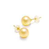 18K Gold Yellow Akoya Pearl Earrings in AAAA Quality YongStrio 3001AY