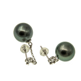 18K Gold 11-11.5mm Tahiti Black Pearl Earrings in AAA Quality YongStrio 3003TB