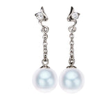 925 Sterling Sliver 7-9mm White Freshwater  Pearl Earrings in AAAA Quality YongStrio 3011FW