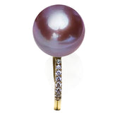 10.5-11mm Lavender Freshwater Pearl Ring in AAAA Quality with 14K Yellow Gold