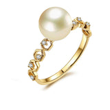 18K Yellow Gold 8.5-9.0mm Champagne Akoya Pearl Ring in AAAA Quality YongStrio 4505AW