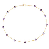 18K Gold AAAA Quality 7-7.5mm Purple Freshwater Pearl Necklace YongStrio 1015FL