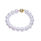 Genuine 10-11mm White Freshwater Pearl Bracelet with 14K White Gold  Clasp YongStrio 5003FW