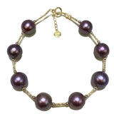 18K Yellow Gold 8-9mm Lavender Freshwater Pearl Bracelet in AAA Quality YongStrio 5006FL