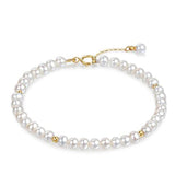 18K Gold 4-5mm Tiny White Freshwater Pearl Baracelet YongStrio 5010FW