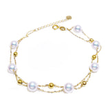 18K Gold 5-5.5mm White Akoya Pearl Bracelet in in AAAA Quality YongStrio 5013AW