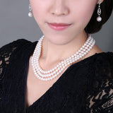 Triple Strand 7.5-8mm  Freshwater Pearl Necklace in AAA Quality YongStrio 1008FW