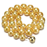 Genuine 10.5-14mm Golden South Sea Pearl Necklace in AAA Quality -YONGSTRIO PEARL 1016SG