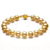 14K Gold 8-9mmmm Golden South Sea Pearl Bracelet in AAA Quality YongStrio 5009SG