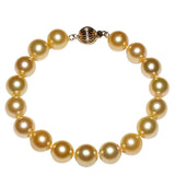 14K Gold 8-9mmmm Golden South Sea Pearl Bracelet in AAA Quality YongStrio 5009SG