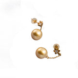 18K Yelllow Gold 9.5-10mm Golden South Sea  Pearl Earrings in AAAA Quality YongStrio 3006SG