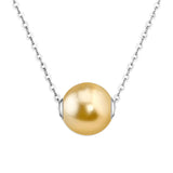 18K Yellow Gold 10-11mm Golden South Sea Pearl Necklace Pendant in AAA Quality