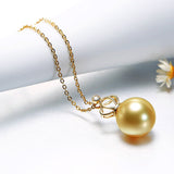 18K Gold 10-10.5mm Golden South Sea Pearl Pendant in AAA Quality YongStrio 2512SG