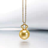 18K Gold 10-10.5mm Golden South Sea Pearl Pendant in AAA Quality YongStrio 2512SG