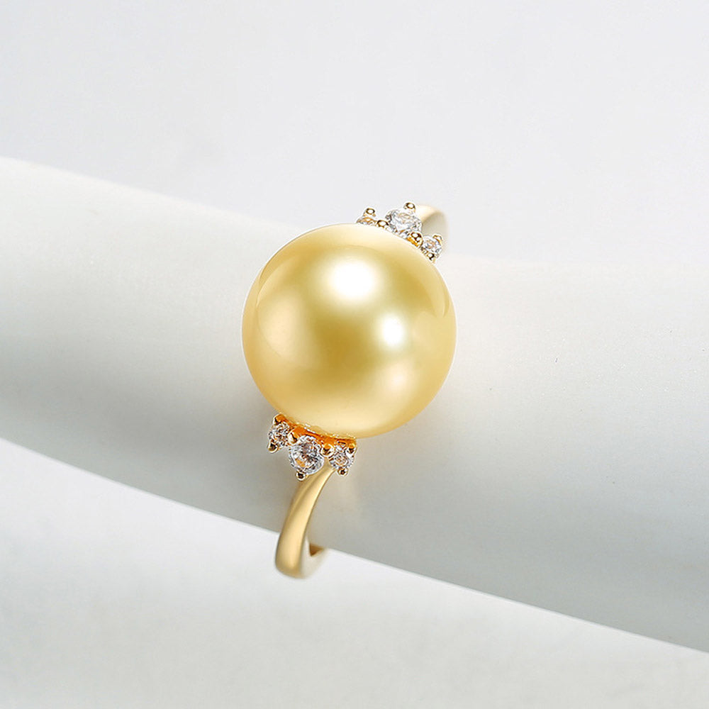 Embrace Collection 9.0-10.0 mm Golden South Sea Pearl Ring 5.5 by Pearl Paradise