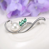 Genuine 9.5-10mm Freshwater Pearl Brooch in AAAA Quality YongStrio 6502FW