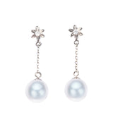 18K Gold 8.5-9mm White Freshwater  Pearl Earrings in AAAA Quality YongStrio 3005FW