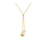 18K Yellow Gold AAAA Quality Necklace-Golden South Sea Pearl and Freshwater Pearl Mixed