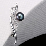 Genuine 9-9.5mm Tahiti Black Pearl Brooch in AAA Quality YongStrio 6501TB