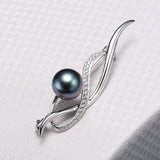 Genuine 9-9.5mm Tahiti Black Pearl Brooch in AAA Quality YongStrio 6501TB