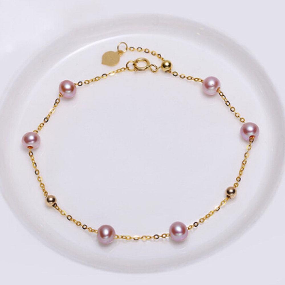 Freshwater Pearl Bracelet, Dainty Bracelet, Gold Bracelet Gold Vermeil / 7-8in(18-20cm)