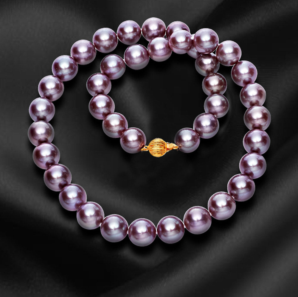 NicoBlu® Gia Statement Necklace in Amethyst Lavender and Black Pearls
