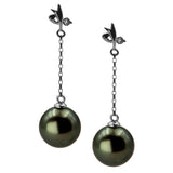 18K Gold 9-11mm Tahiti Black Pearl Earrings in AAA/AAAA Quality YongStrio 3013TB