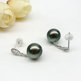 18K Gold 9.0-9.5mm Tahiti Black Pearl Earrings in AAA Quality YongStrio 3530TB