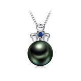 18K White Gold 8.5-9.0mm Tahiti Black Pearl Pendant in AAA Quality YongStrio 2534TB