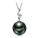 18K White Gold 10.5-11mm Tahiti Black Pearl Pendant in AAAA Quality YongStrio 2504TB