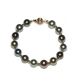 14K Gold 8-9mm Tahiti Black Pearl Bracelet in AAA Quality YongStrio 5008TB