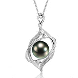 Genuine 9.5-10mm Tahiti Black Pearl Pendant in AAA Quality YongStrio 2503TB