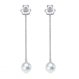 925 Sterling Sliver 8.5-9mm Akoya Pearl Earrings in AAAA Quality YongStrio 3513AW