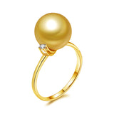 10.5-11mm Golden South Sea Pearl Ring in AAAA Quality YongStrio 4503SG