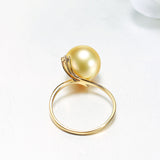 10.5-11mm Golden South Sea Pearl Ring in AAAA Quality YongStrio 4503SG