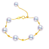 18K Gold 8-8.5 White Akoya Pearl Bracelet in AAA Quality YongStrio 5018AW