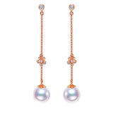 18K Gold  8.5-9mm Akoya Pearl Earrings in AAAA Quality YongStrio 3518AW