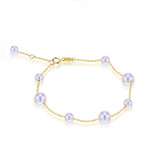 18K Gold 4.5-7mm White Akoya Pearl Bracelet in AAA Quality YongStrio 5019AW