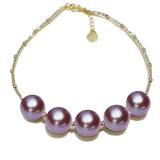 8-9mm Lavender Freshwater Pearl Bracelet in AAA Quality With 18 Yellow Gold -YongStrio 5012FL