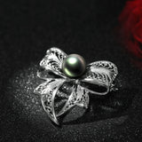 Genuine 10.5-11mm Tahiti Black Pearl Brooch in AAA Quality YongStrio 6504TB