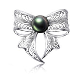 Genuine 10.5-11mm Tahiti Black Pearl Brooch in AAA Quality YongStrio 6504TB