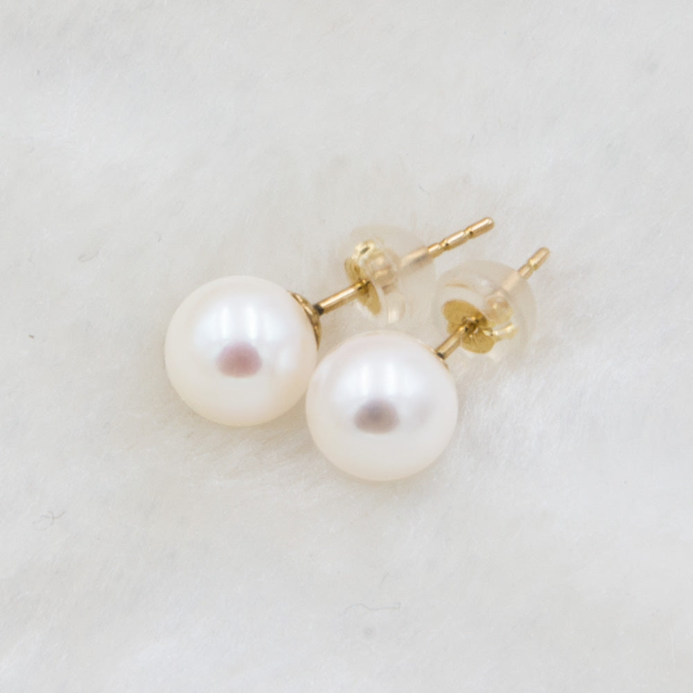 THE PEARL SOURCE 14K Gold 5.0-5.5mm AAAA Quality White Freshwater Cultured 
