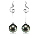 18K Gold 9-9.5mm Tahiti Black Pearl Earrings in AAAA Quality YongStrio 3505TB