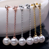 18K Gold 7.5-8mm Japanese Akoya Pearl Earrings in AAA Quality YongStrio 3506AW