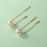 18K Yelllow Gold 8-8.5mm Japanese Akoya Pearl Earrings in AAA Quality YongStrio 3509AW