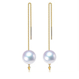 18K Yelllow Gold 8-8.5mm Japanese Akoya Pearl Earrings in AAA Quality YongStrio 3509AW