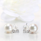 18K Gold 8-8.5mm Japanese Akoya Pearl Earrings in AAA Quality YongStrio 3510AW