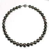 18K Gold 9-12mm Tahiti Black Pearl Necklace in AAA Quality 18 Inch Princess Length