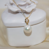 18K Gold 10.5-13mm Freshwater Pearl Pendant Necklace in AAAA Quality YongStrio 2006FW